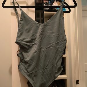 Olive green one-piece suit from aerie